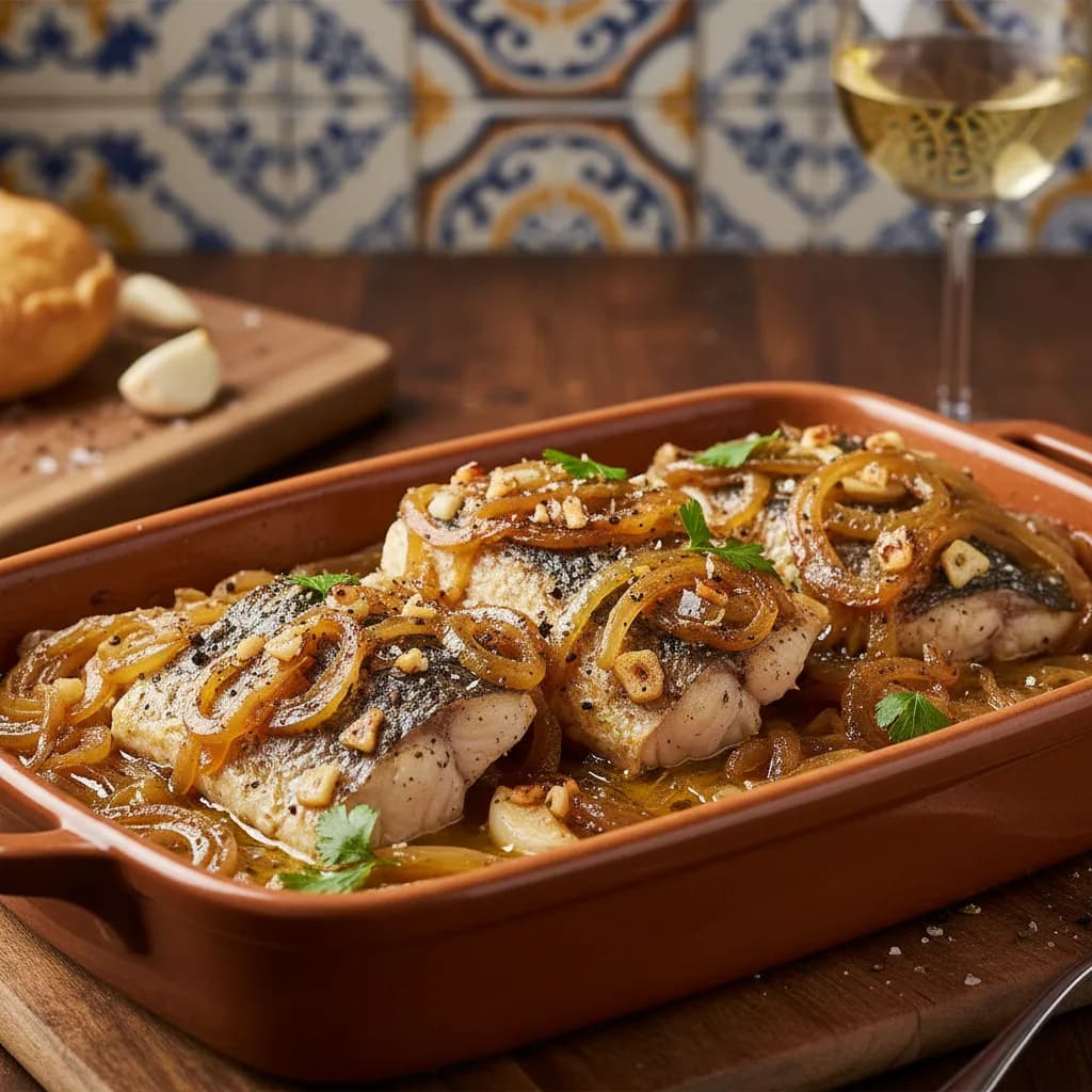 Peixe de Rocha de Cebolada no Forno