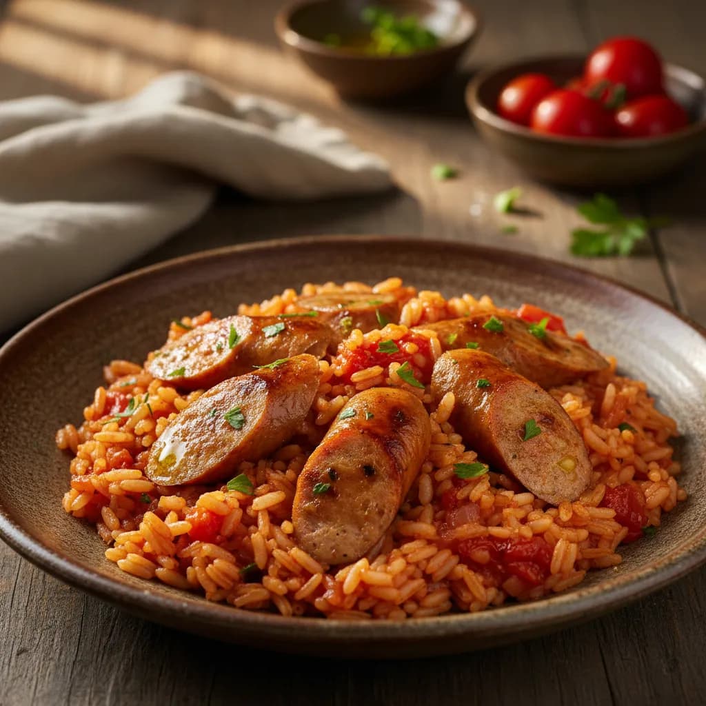 Arroz de Tomate com Salsichas