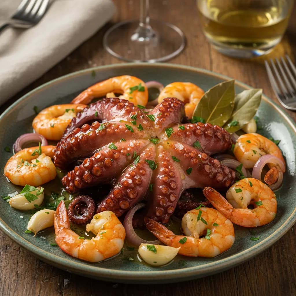 Polvo no Forno com Camarão