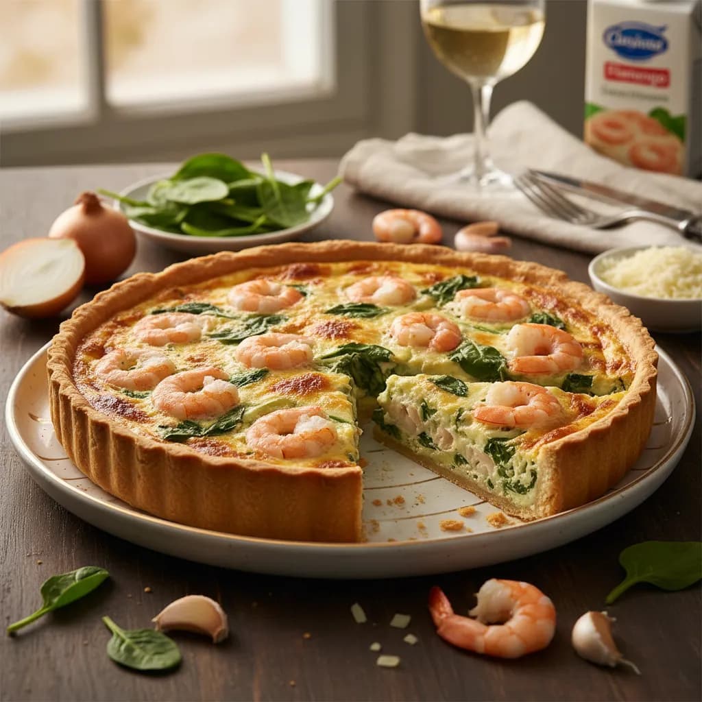 Tarte de Camarão com Espinafres