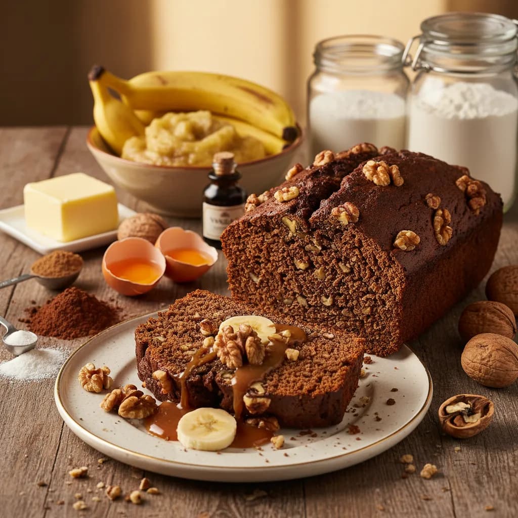 Pão de Banana com Cacau e Nozes