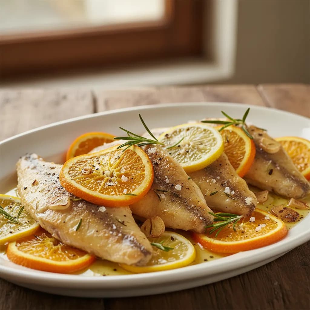 Linguado no Forno com Laranja e Limão