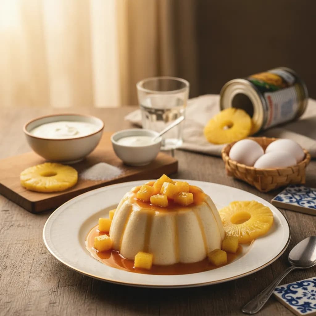 Pudim de Iogurte e Ananás