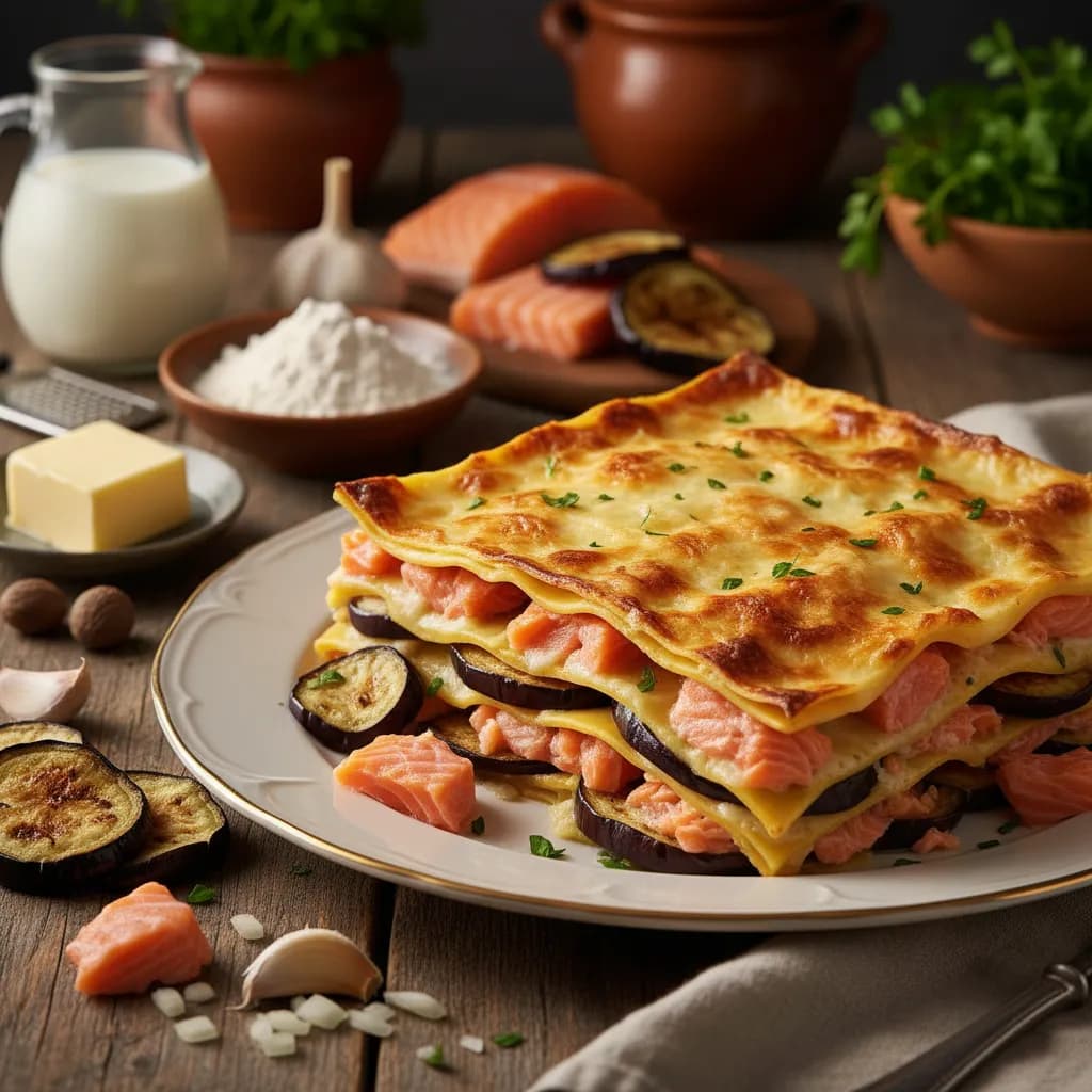 Lasanha de Salmão e Beringelas