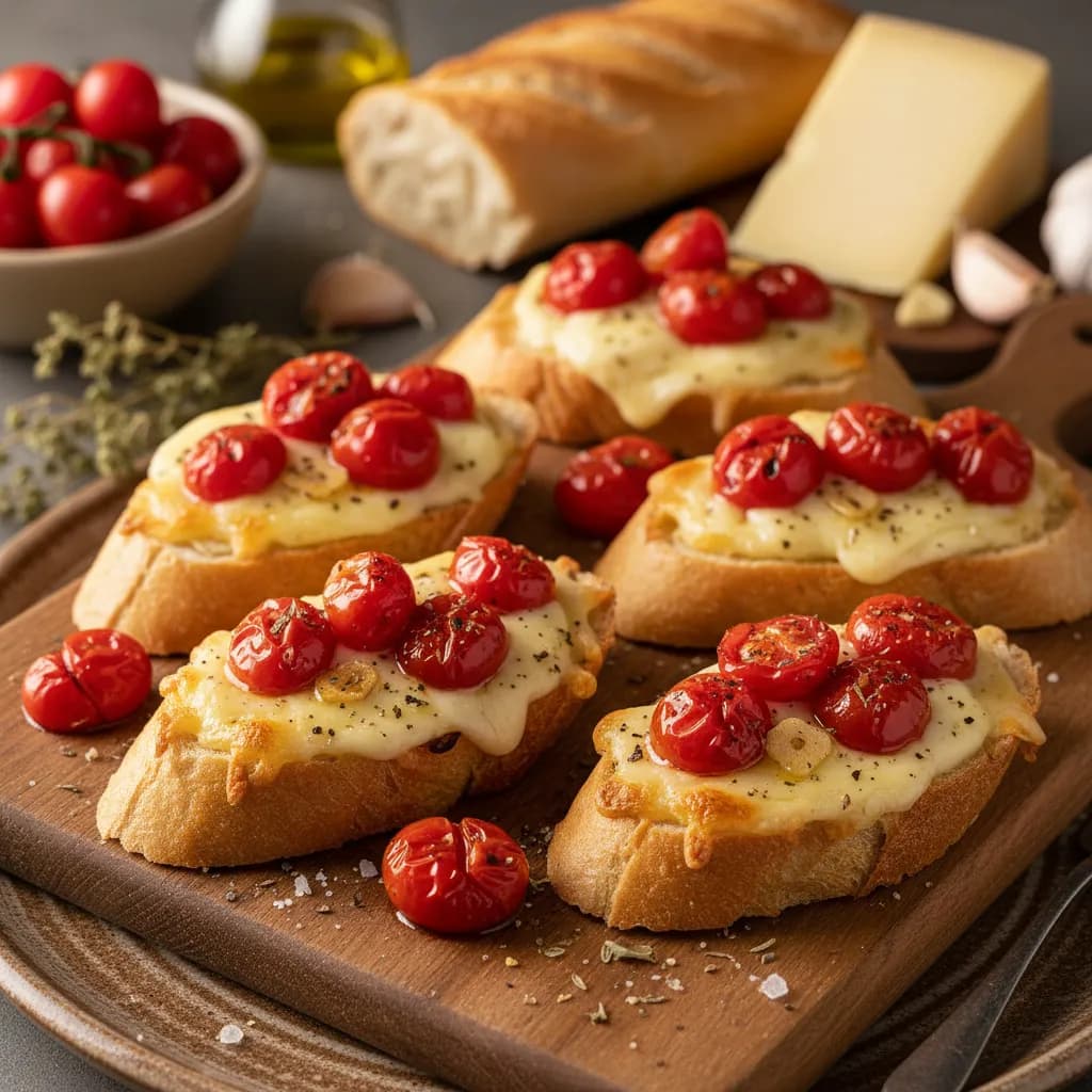 Tostinhas de Queijo e Tomate Cherry