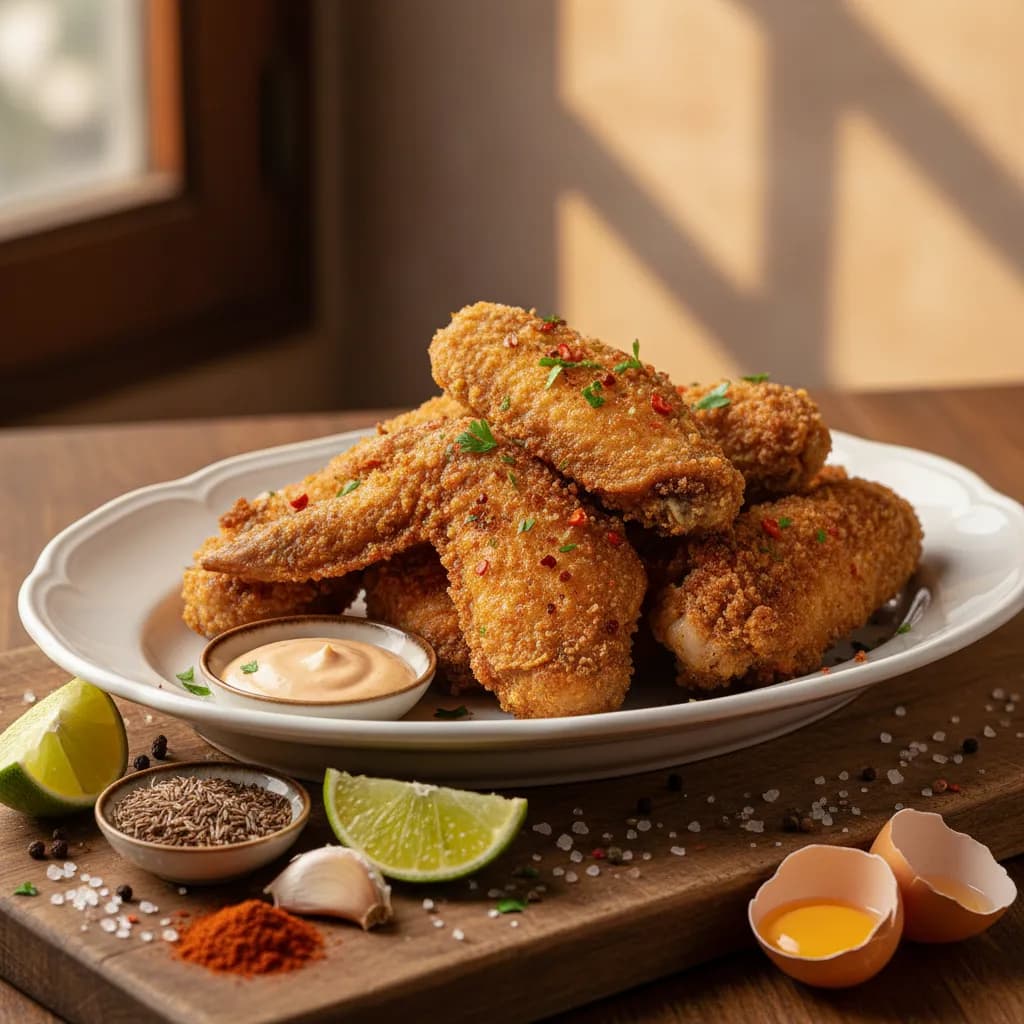 Asinhas de Galinha Empanadas e Fritas