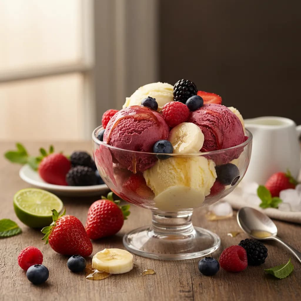 Gelado de Frutos Vermelhos e Banana