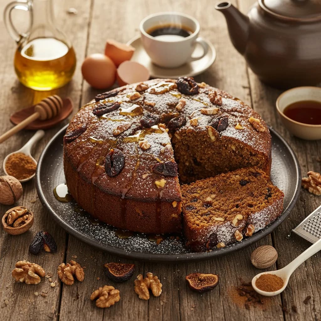 Bolo de Mel com Nozes e Figos Secos