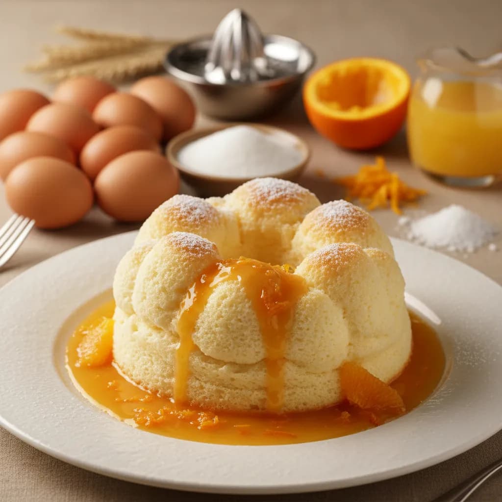 Pão de Ló com Molho de Laranja