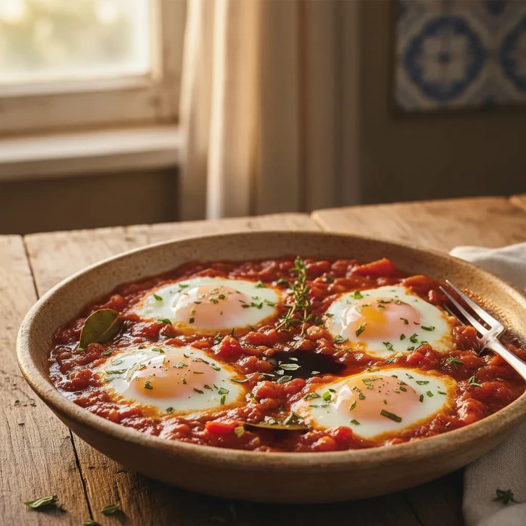 Molho de Tomate com Ovos Escalfados