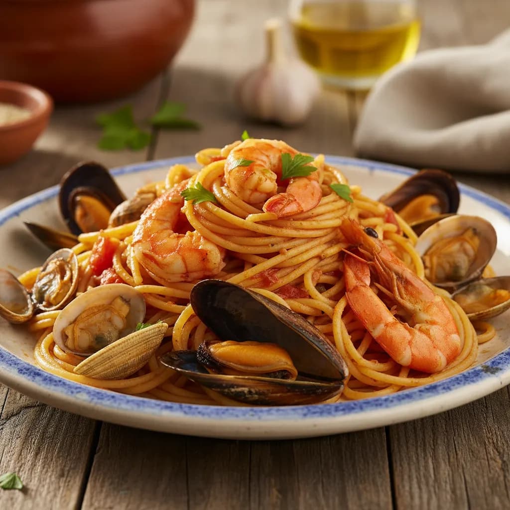 Esparguete com Marisco à Portuguesa