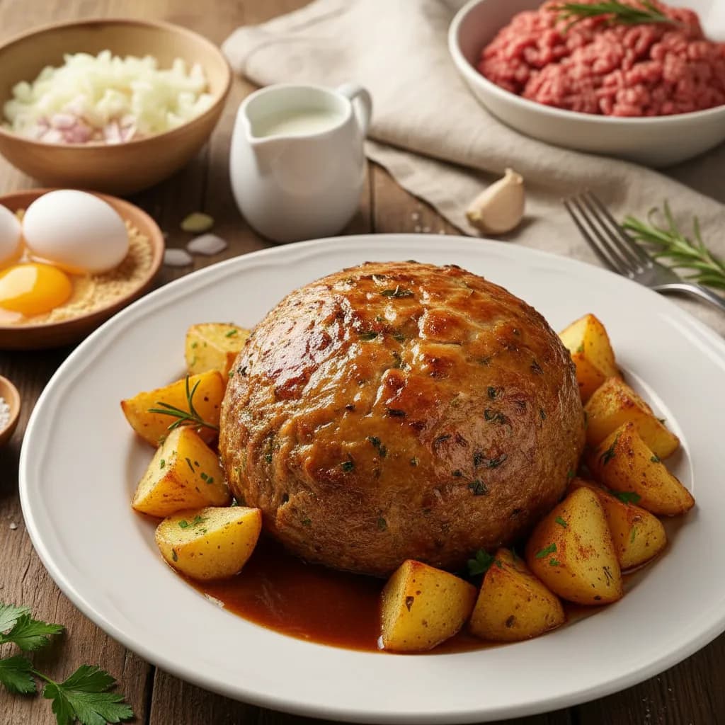 Bolo de Carnes Assado com Batatas