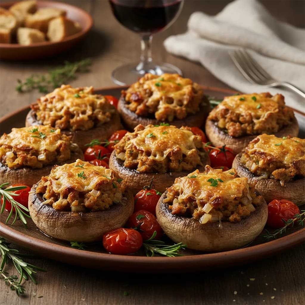 Cogumelos Recheados com Alheira