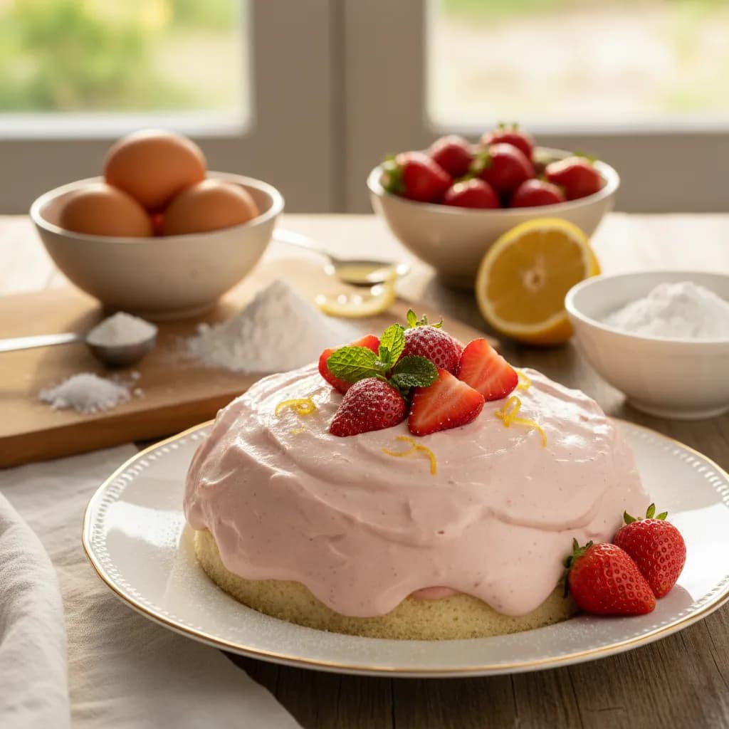 Bolo Mousse de Morango Delicado