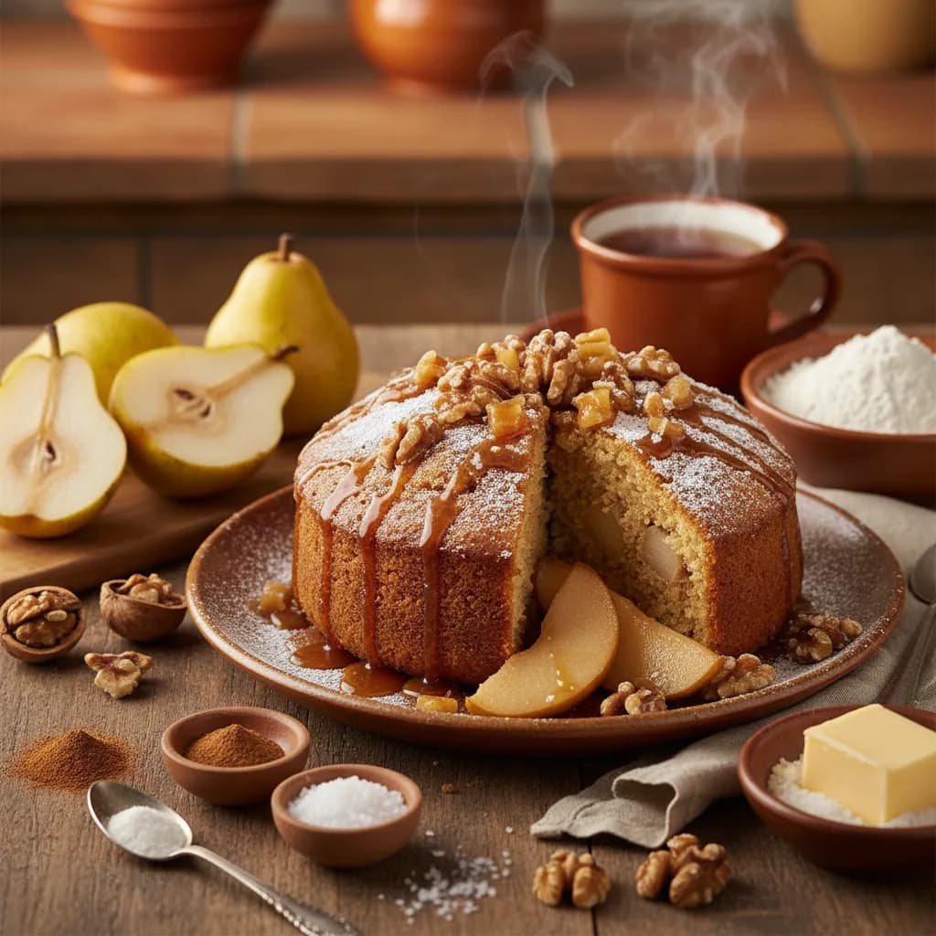 Bolo de Pera com Gengibre e Nozes