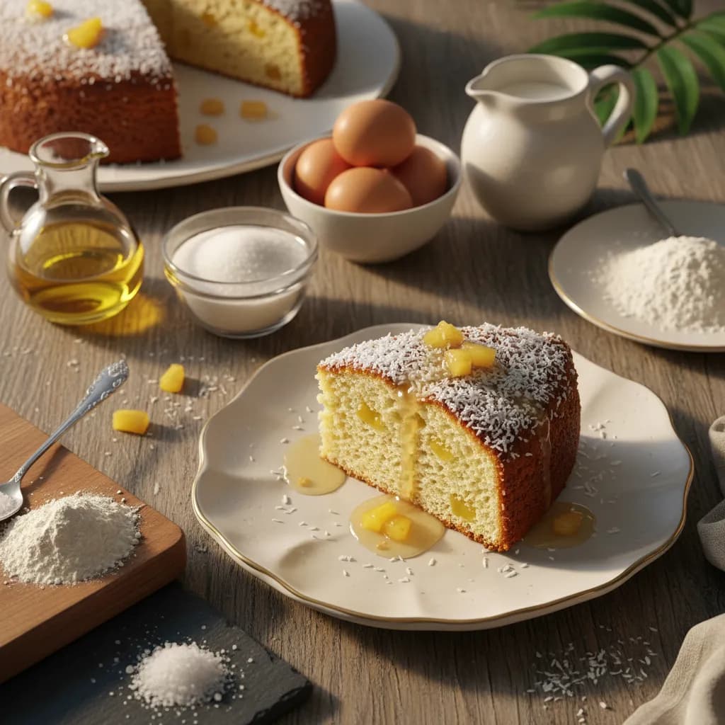 Bolo de Coco e Ananás Húmido