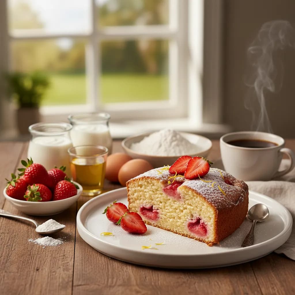 Bolo de Iogurte e Morangos