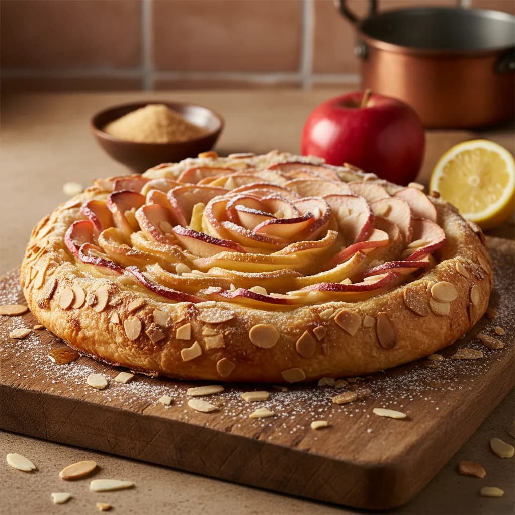 Tarte de Rosas de Maçã e Amêndoa