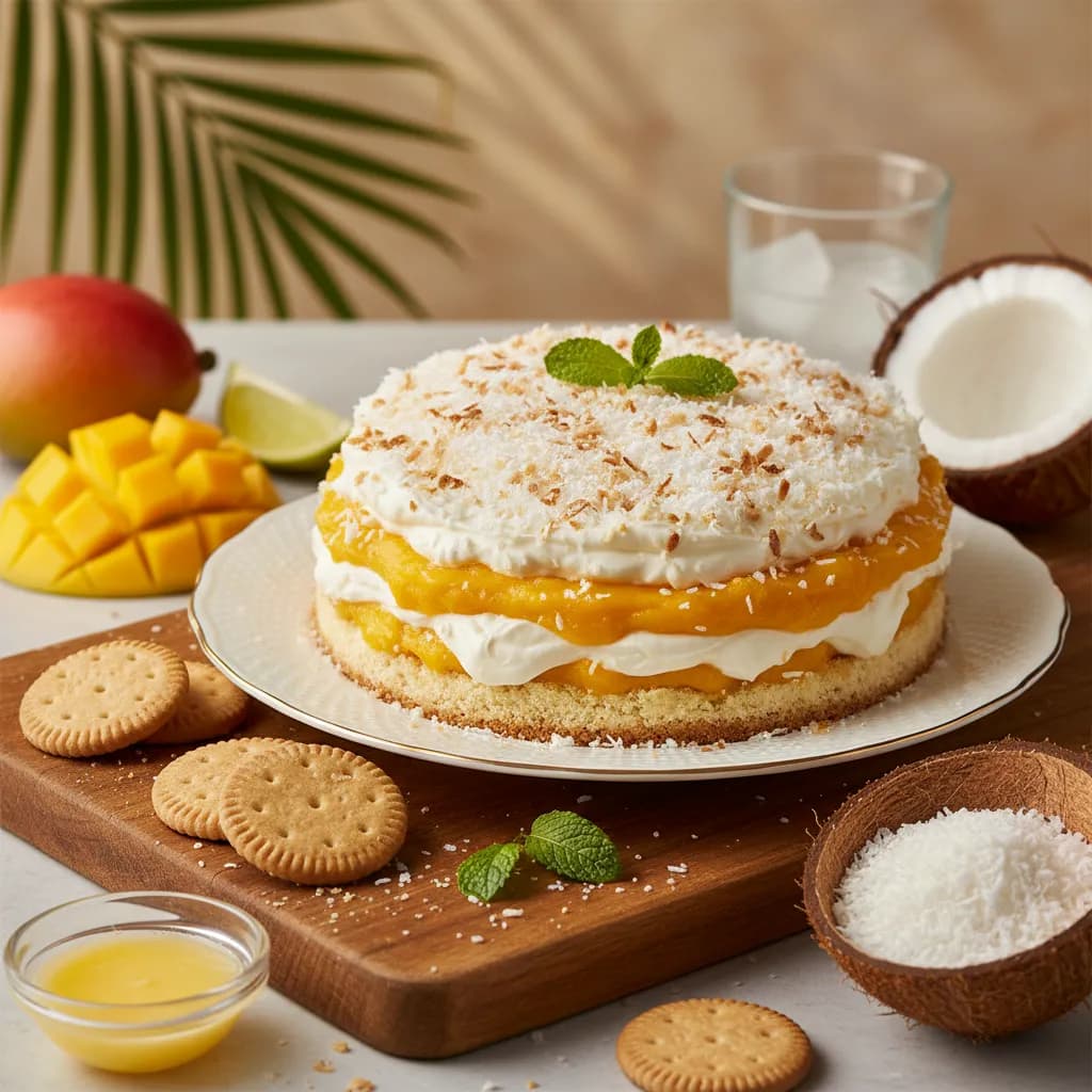 Bolo de Manga e Coco Sem Assar