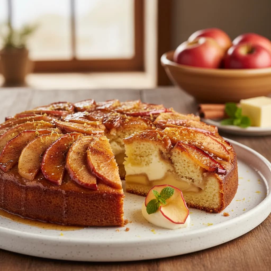 Bolo Invertido de Maçã e Requeijão