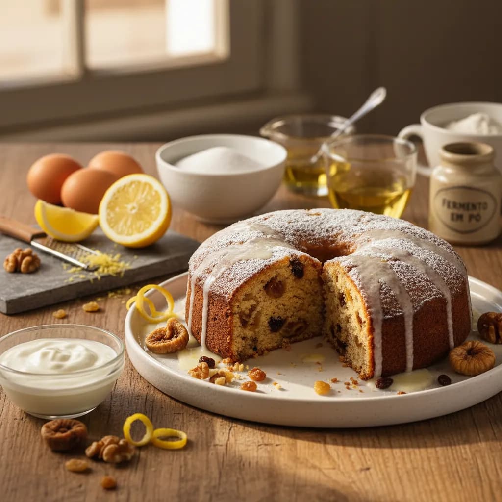 Bolo de Frutos Secos, Iogurte e Limão