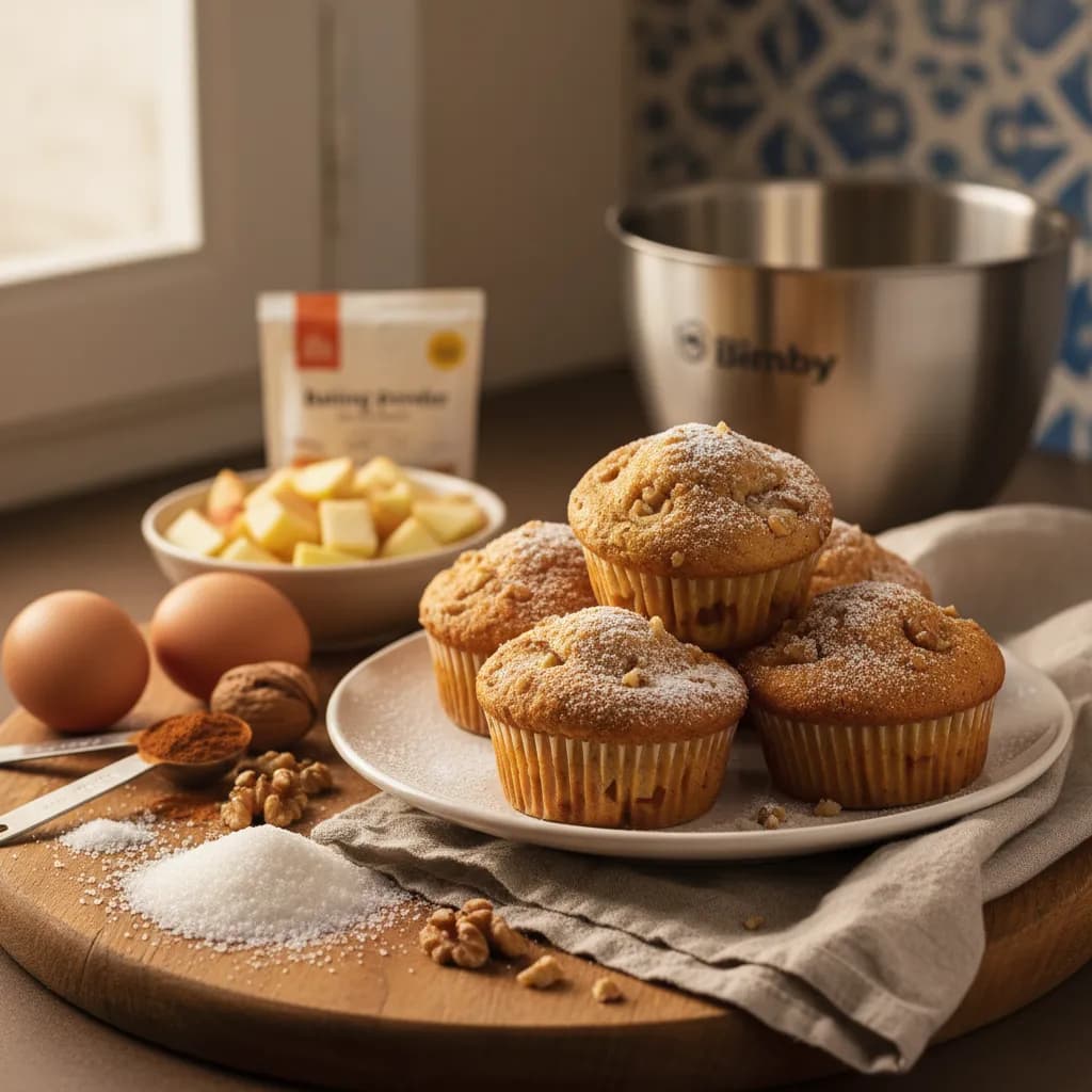 Queques de Maçã, Noz e Canela (Bimby)