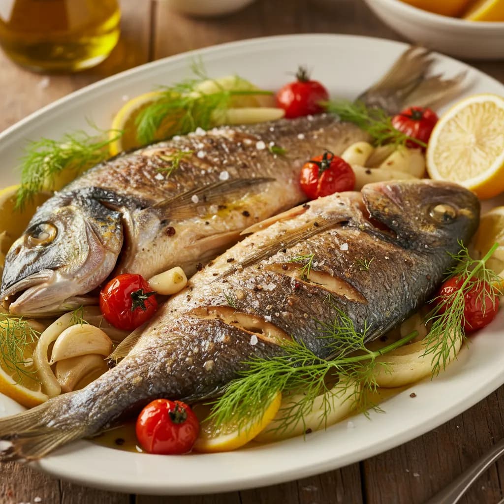 Dourada no Forno com Funcho e Tomate