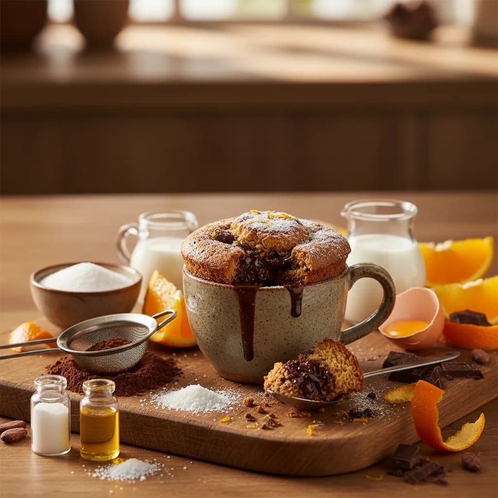Bolo de Caneca de Laranja e Chocolate