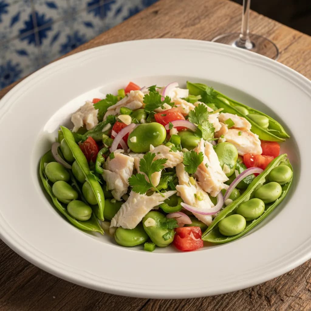 Salada de Favas com Bacalhau