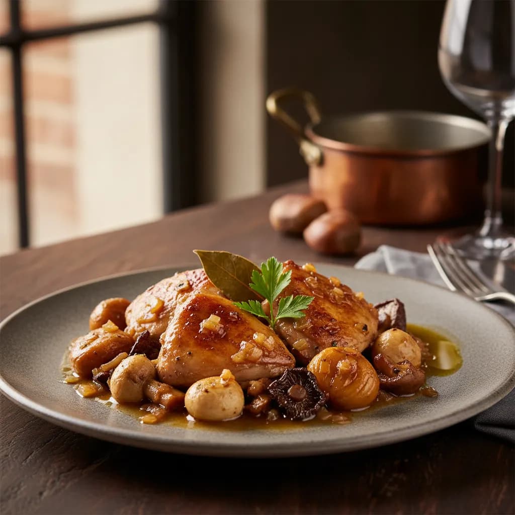 Coelho com Castanhas e Cogumelos