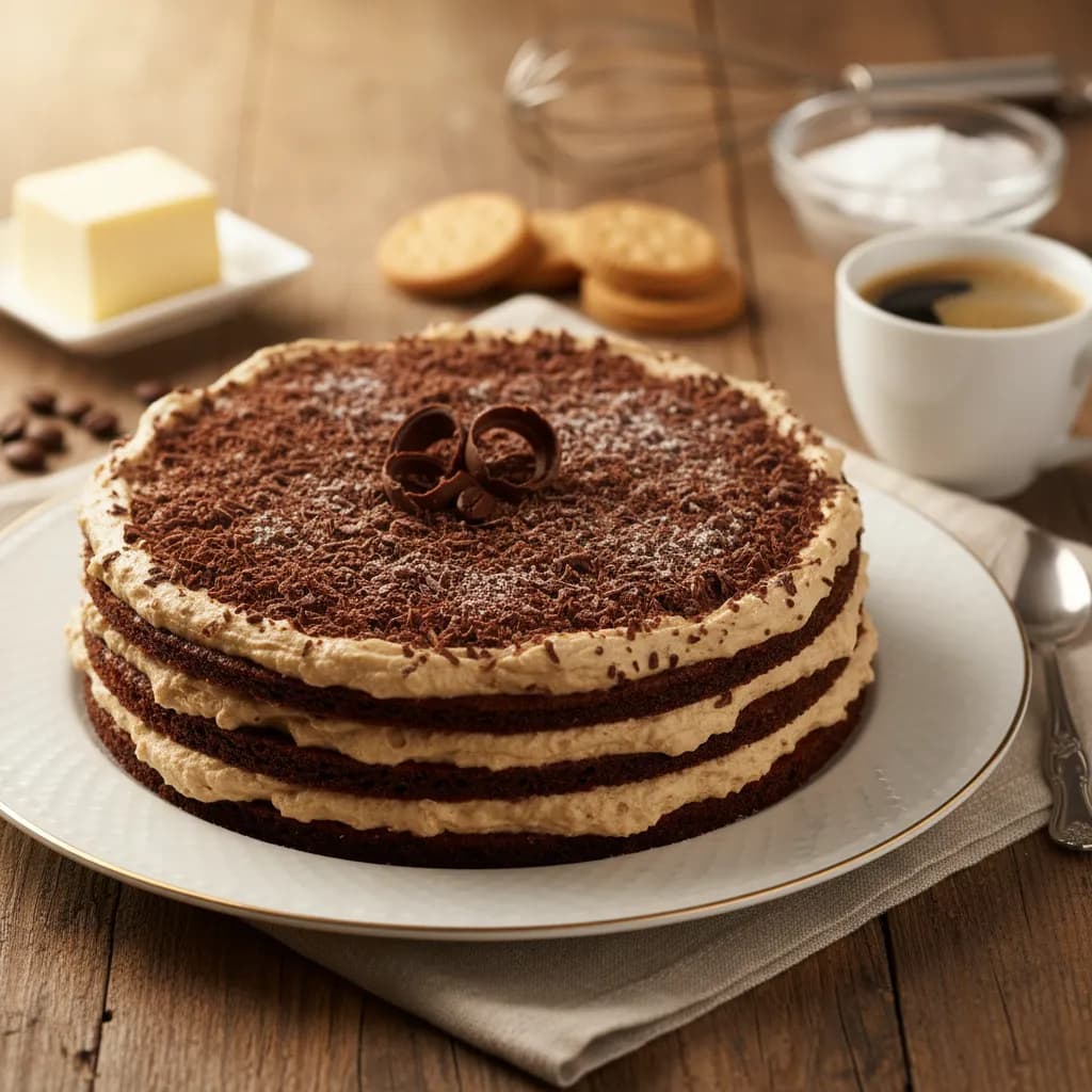 Bolo de Bolacha com Café