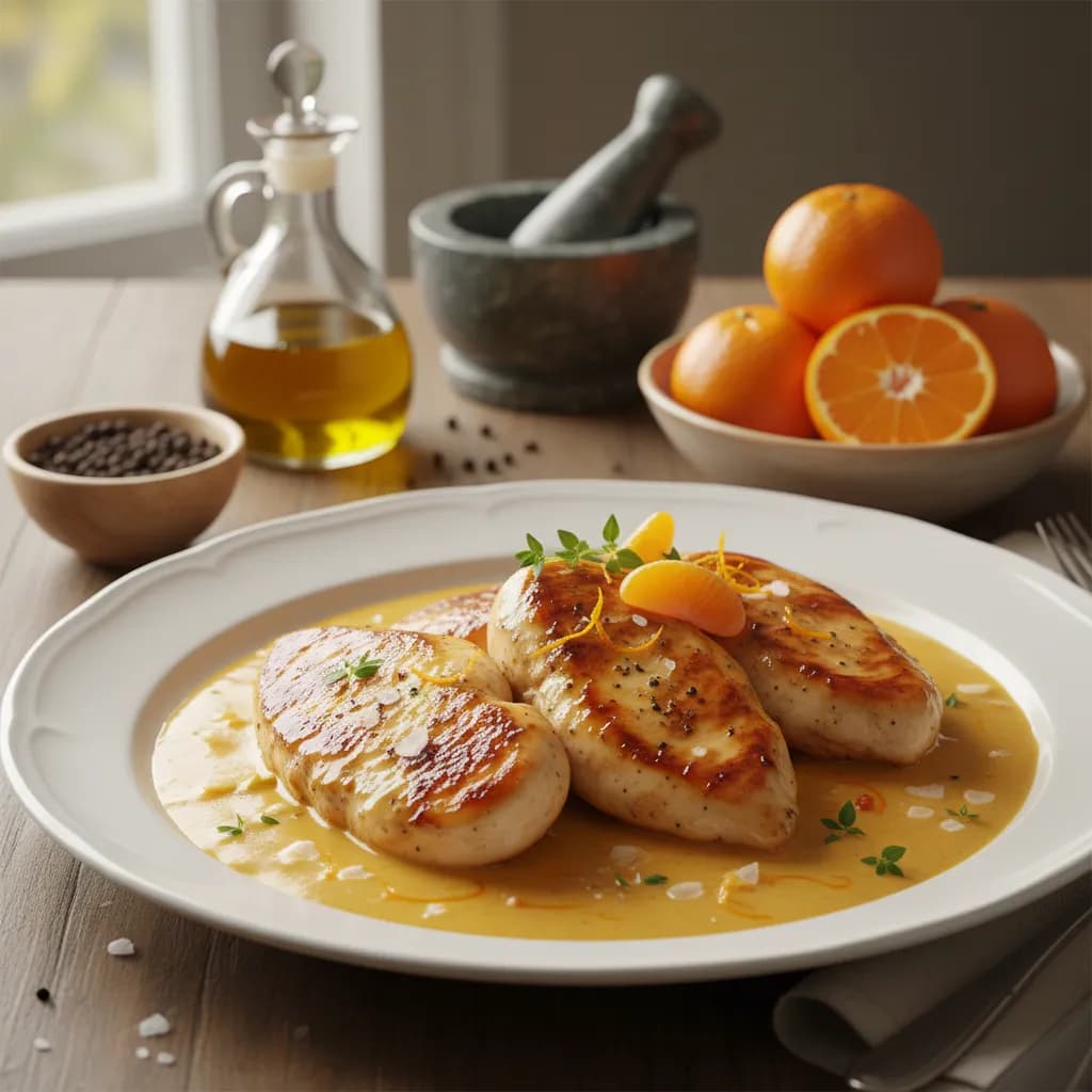 Frango com Molho Cremoso de Tangerina