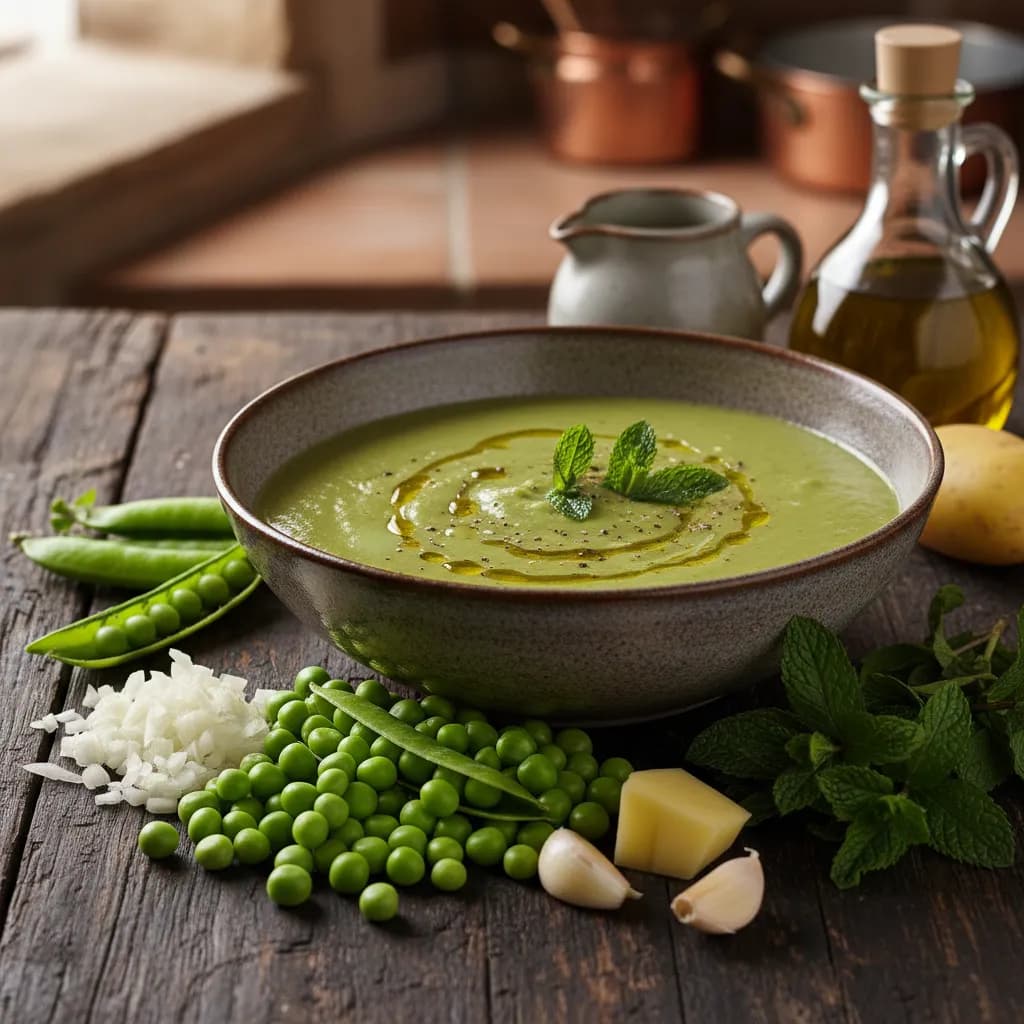 Creme Aveludado de Ervilha com Hortelã