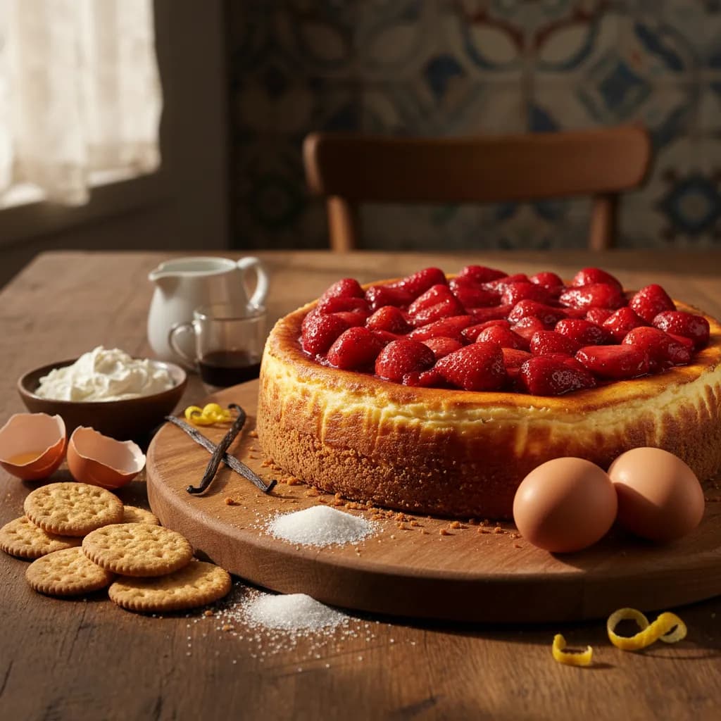 Cheesecake de Morango no Forno