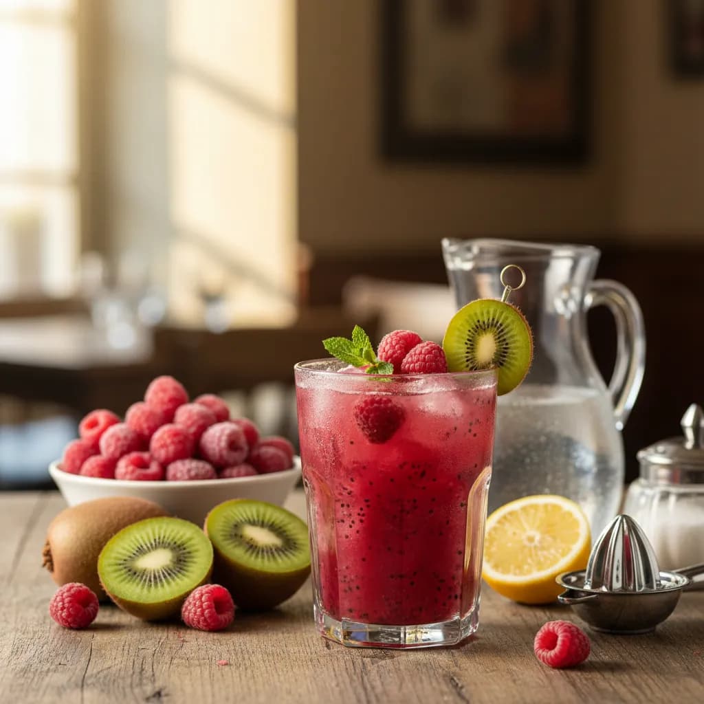 Sumo Refrescante de Framboesa e Kiwi