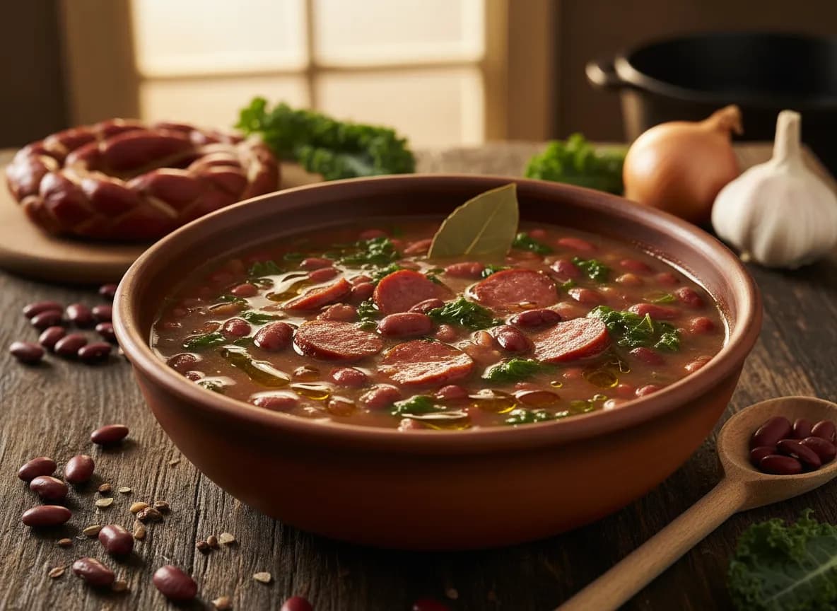 Sopa de Feijão Vermelho e Couve