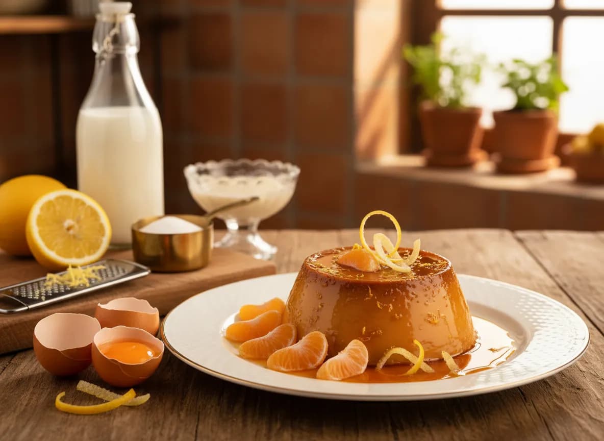 Pudim Flan Mandarim com Ovos e Limão