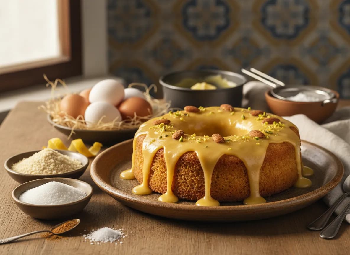 Bolo de Amêndoa com Ovos Moles