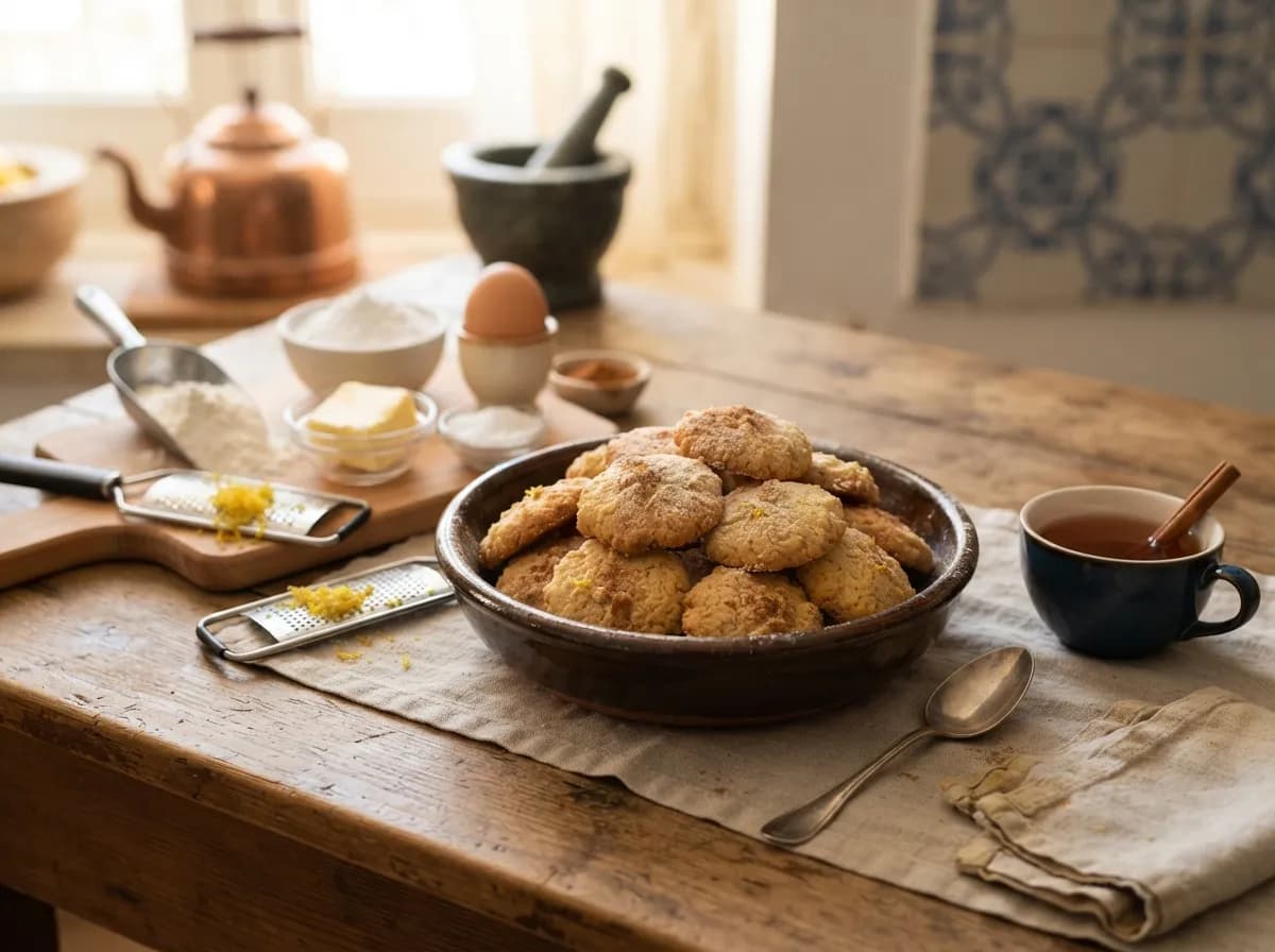 Biscoitos de Limão e Canela Cortados em Rolo