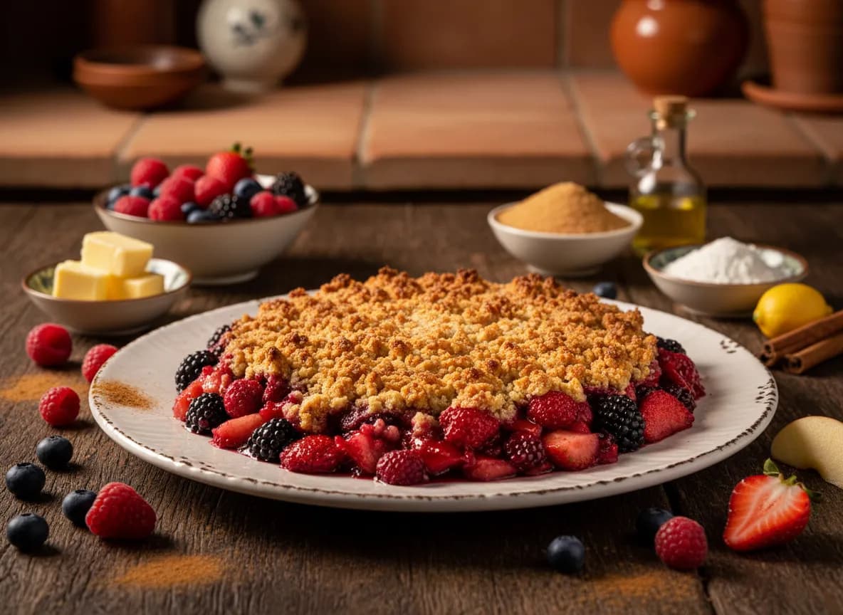 Crumble de Frutos Vermelhos e Maçã