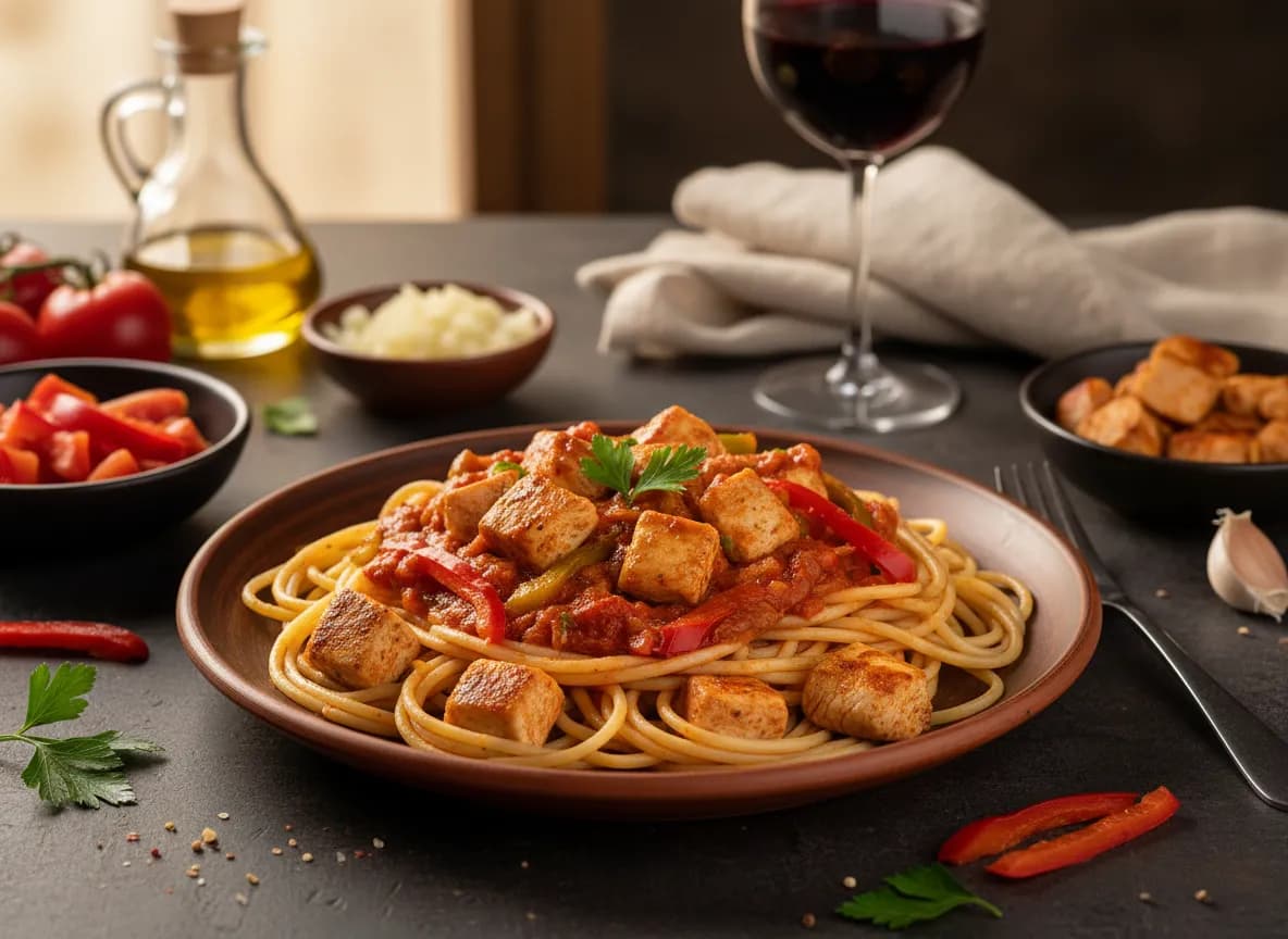 Frango com Esparguete à Portuguesa