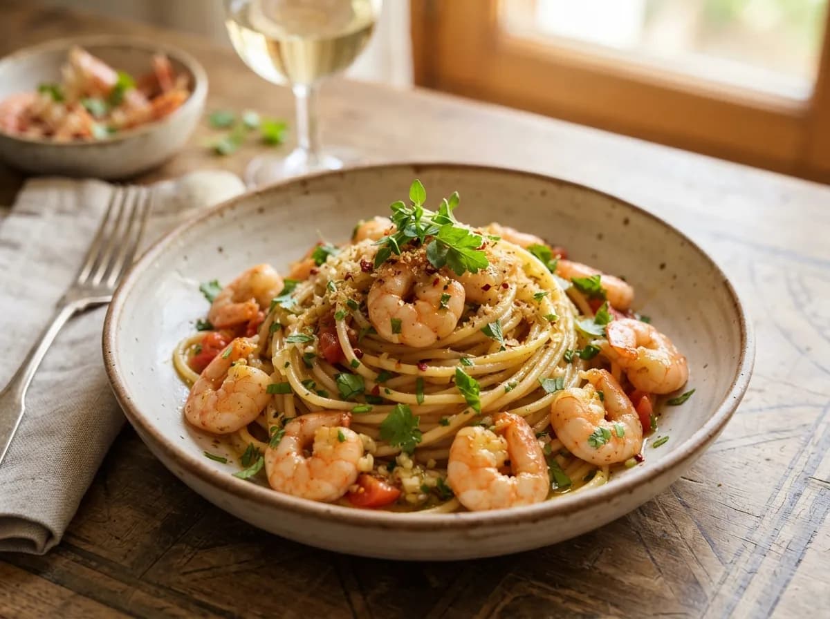 Esparguete com Camarão à Chef