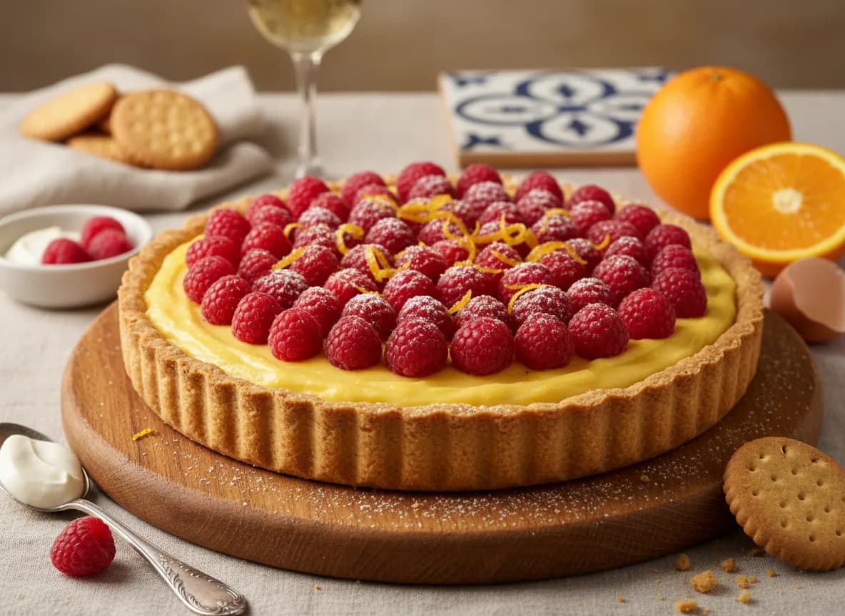 Tarte de Laranja e Framboesas