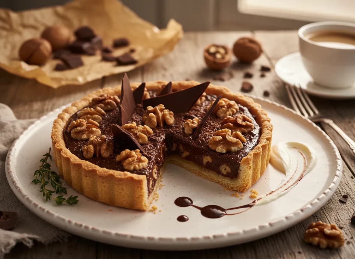 Tarte de Nozes e Chocolate