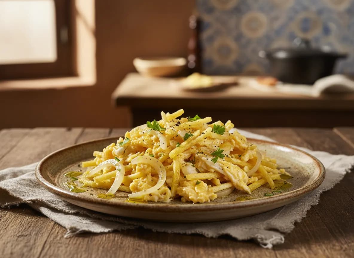 Bacalhau à Brás com Quatro Ovos
