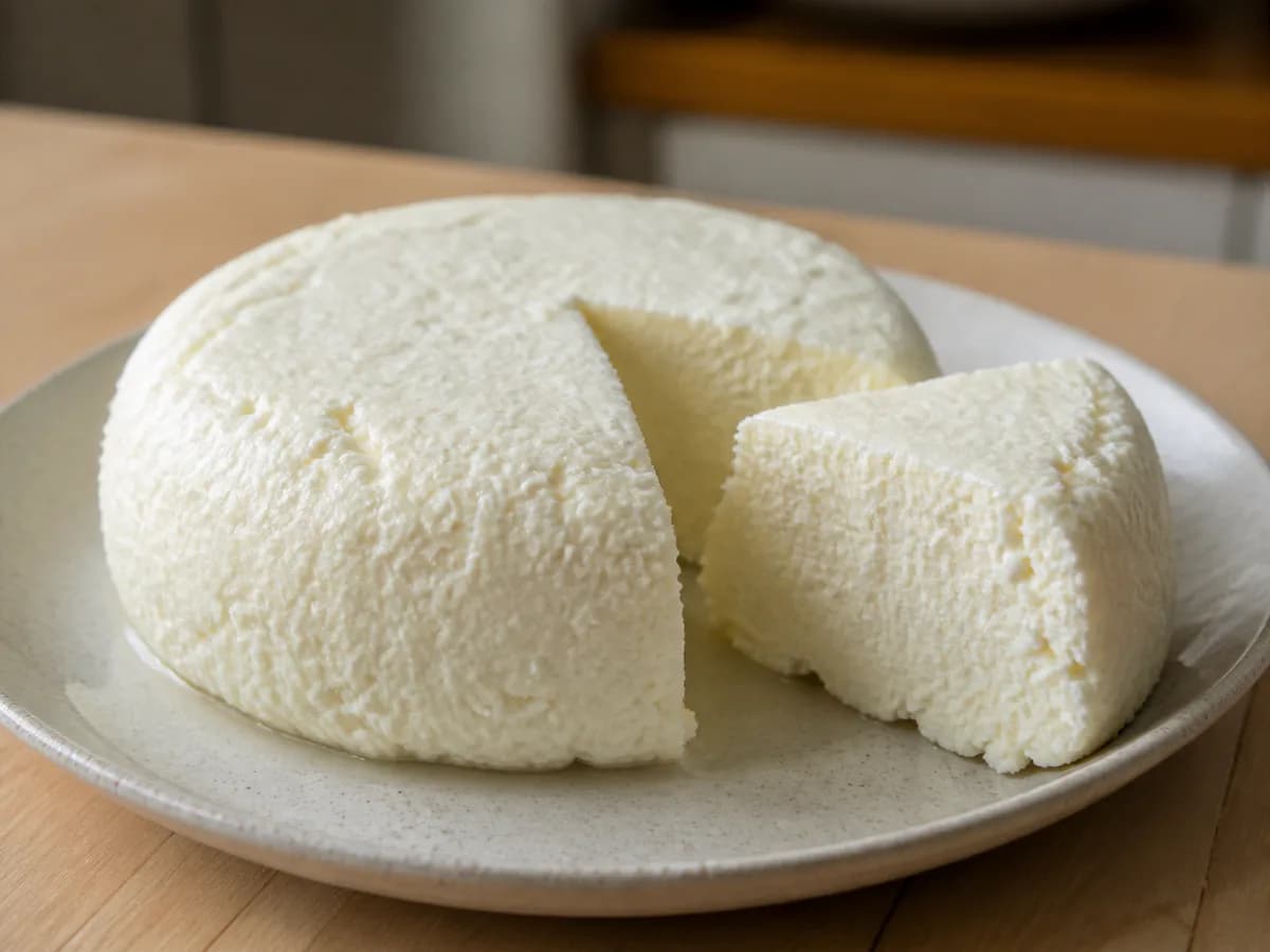 Pormenor de uma porção de Queijo Fresco Caseiro com Limão