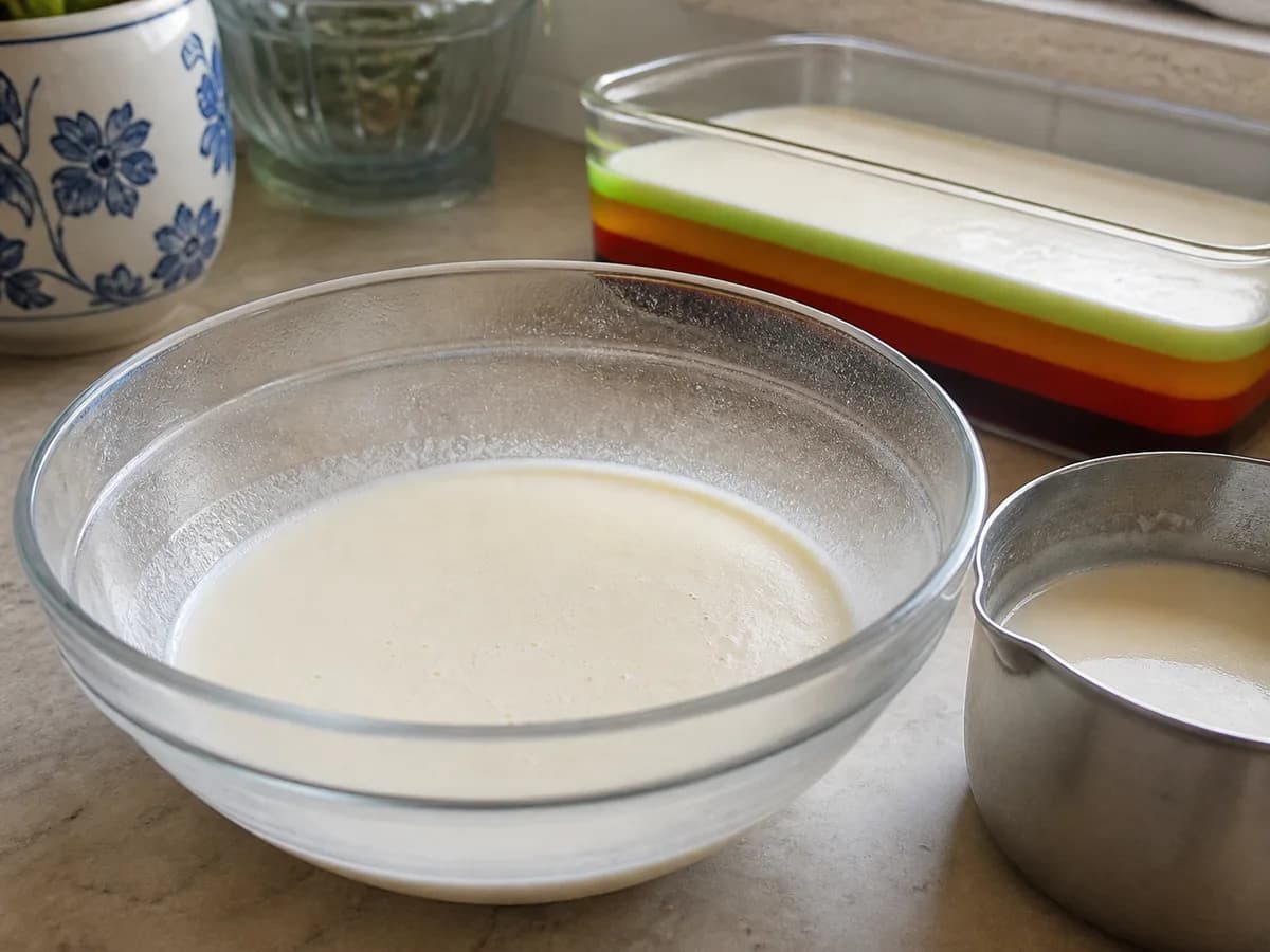 Preparação de Arco-Íris de Gelatina durante a confeção