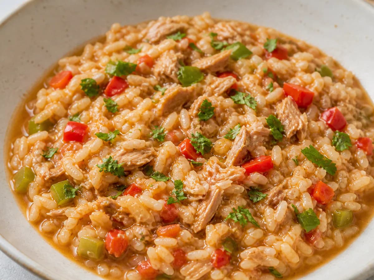 Pormenor de uma porção de Arroz de Atum Malandrinho