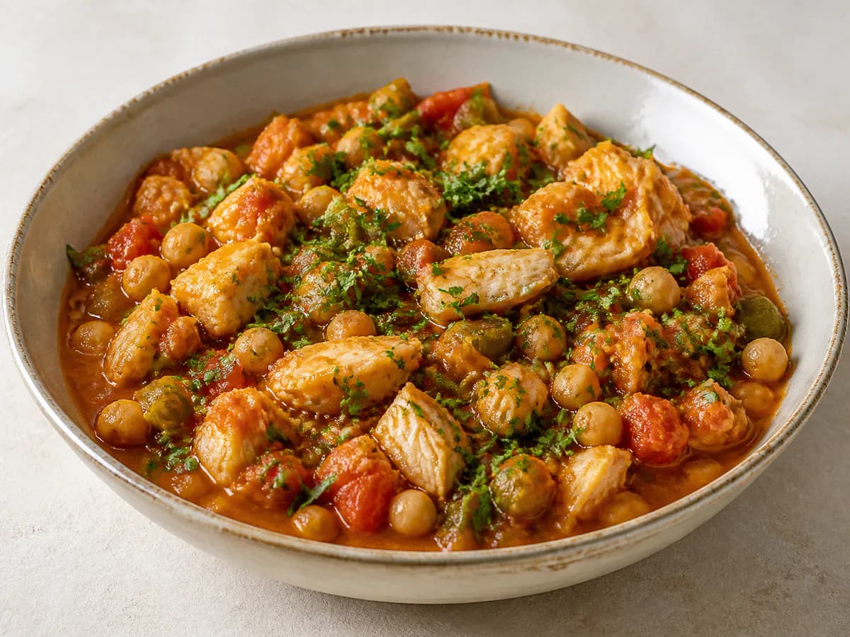 Bacalhau Guisado com Grão