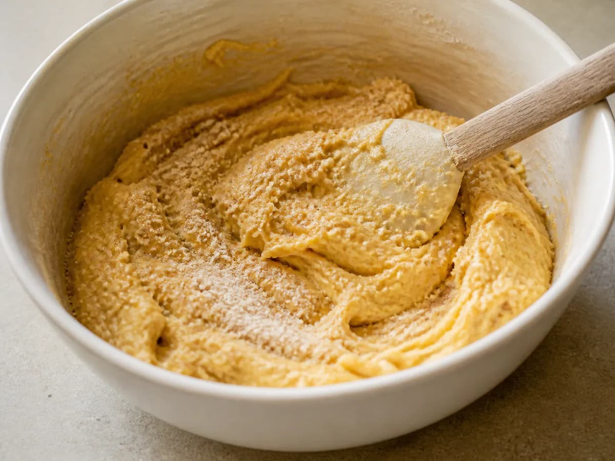 Preparação de Bolo de Amêndoa durante a confeção